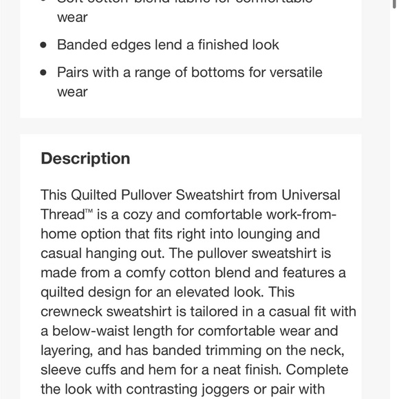 Women's size Large Quilted Pullover Sweatshirt - Universal Thread - Picture 4 of 5